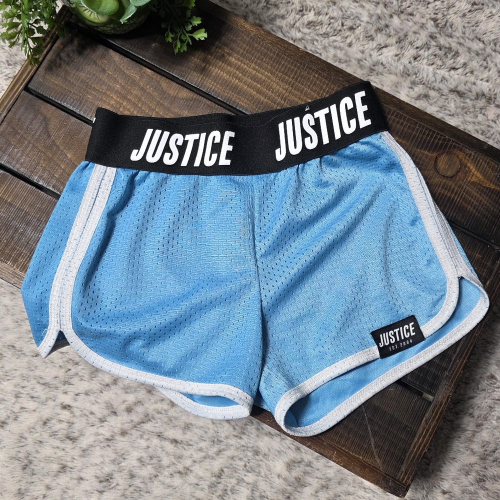 Justice Blue Sporty Gym Shorts Girls 7-8